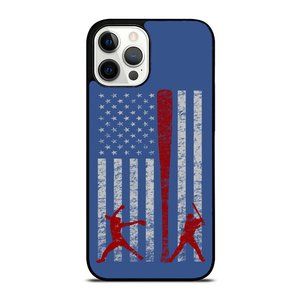 Yellow Softball Bat on Flag - Yellow Softball Flag iPhone Case